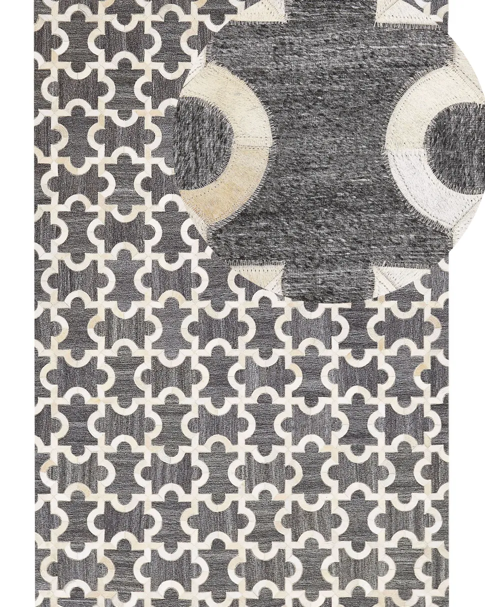 Teppich Kuhfell Grau / Beige 160 X 230 Cm Patchwork Kurzflor Yedisu