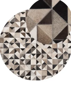 Teppich Kuhfell Grau / Beige 140 Cm Patchwork Kurzflor Kirklar