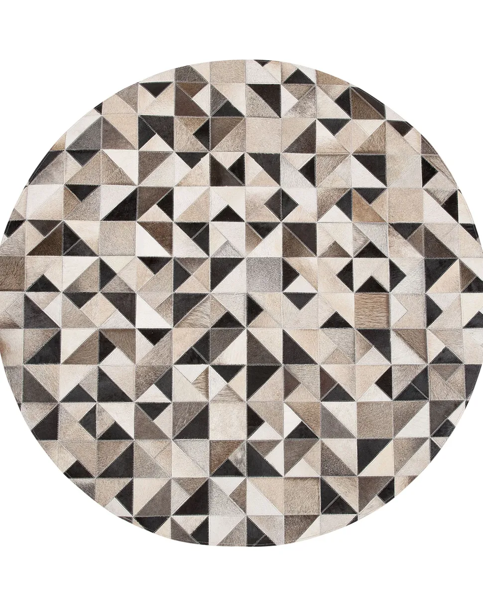 Teppich Kuhfell Grau / Beige 140 Cm Patchwork Kurzflor Kirklar