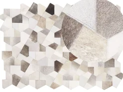 Teppich Kuhfell Grau / Beige 160 X 230 Cm Patchwork Kurzflor Varto