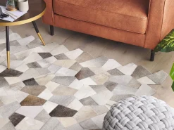 Teppich Kuhfell Grau / Beige 160 X 230 Cm Patchwork Kurzflor Varto
