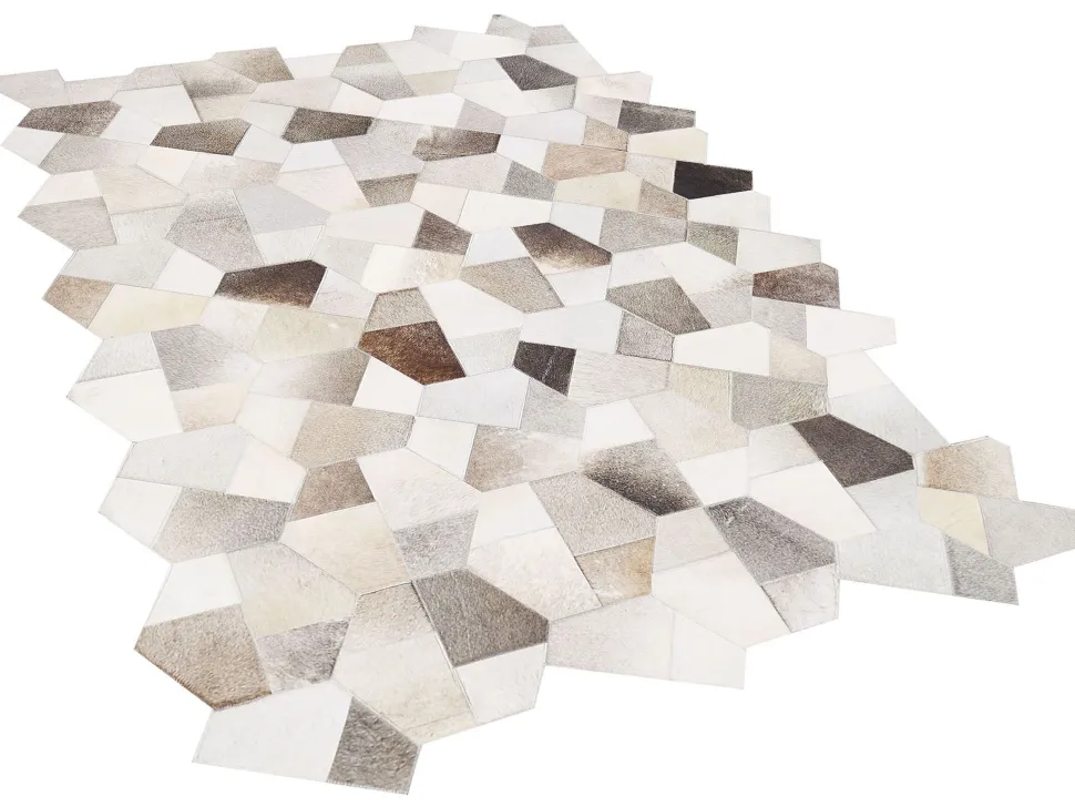 Teppich Kuhfell Grau / Beige 160 X 230 Cm Patchwork Kurzflor Varto