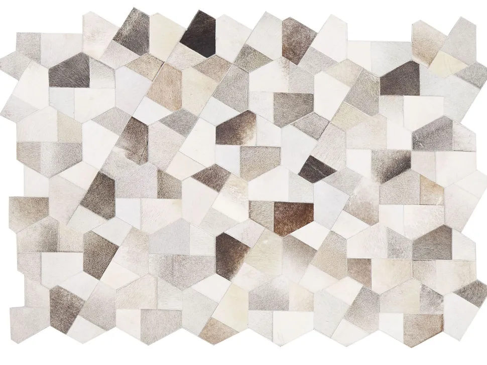 Teppich Kuhfell Grau / Beige 160 X 230 Cm Patchwork Kurzflor Varto