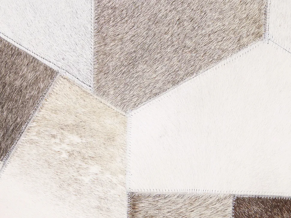 Teppich Kuhfell Grau / Beige 160 X 230 Cm Patchwork Kurzflor Varto