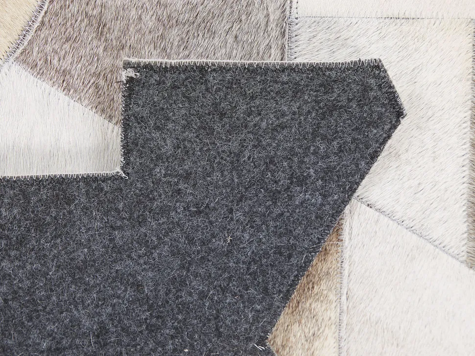 Teppich Kuhfell Grau / Beige 160 X 230 Cm Patchwork Kurzflor Varto