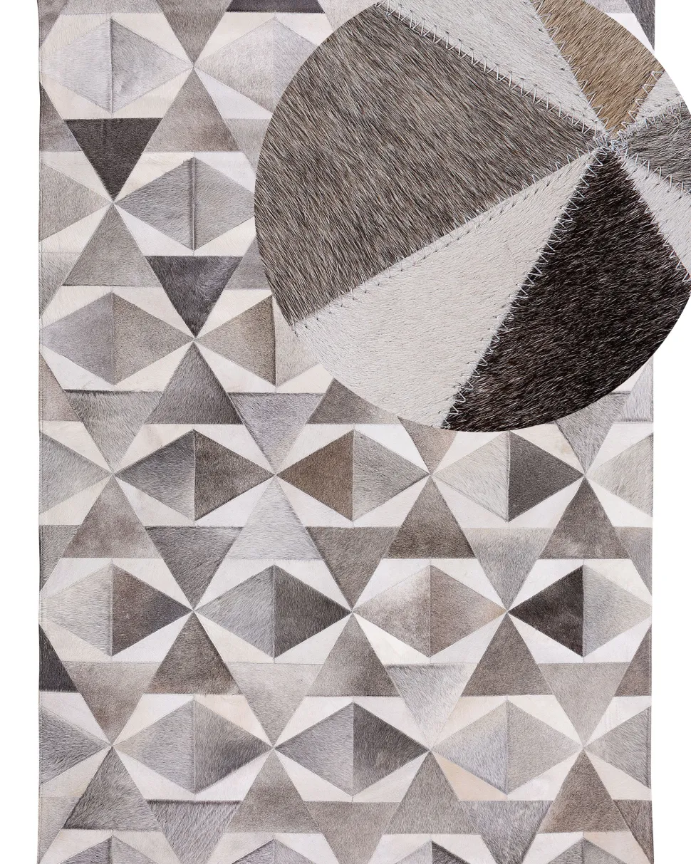 Teppich Kuhfell Grau 160 X 230 Cm Patchwork Alaka