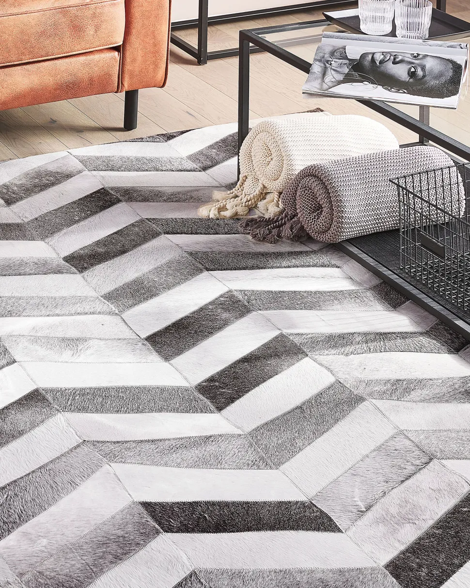 Teppich Kuhfell Grau 140 X 200 Cm Patchwork Aksaz