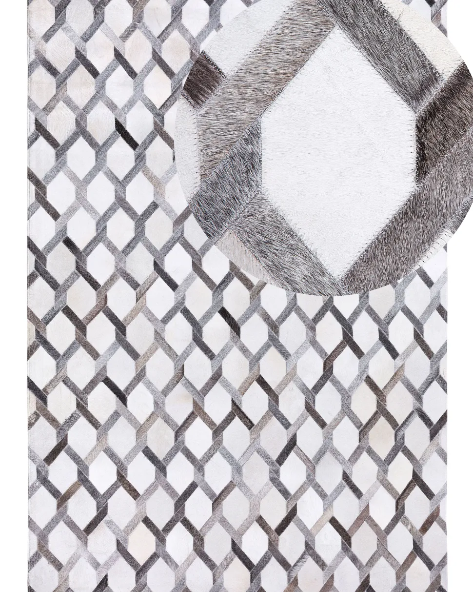 Teppich Kuhfell Grau 160 X 230 Cm Patchwork Aydin