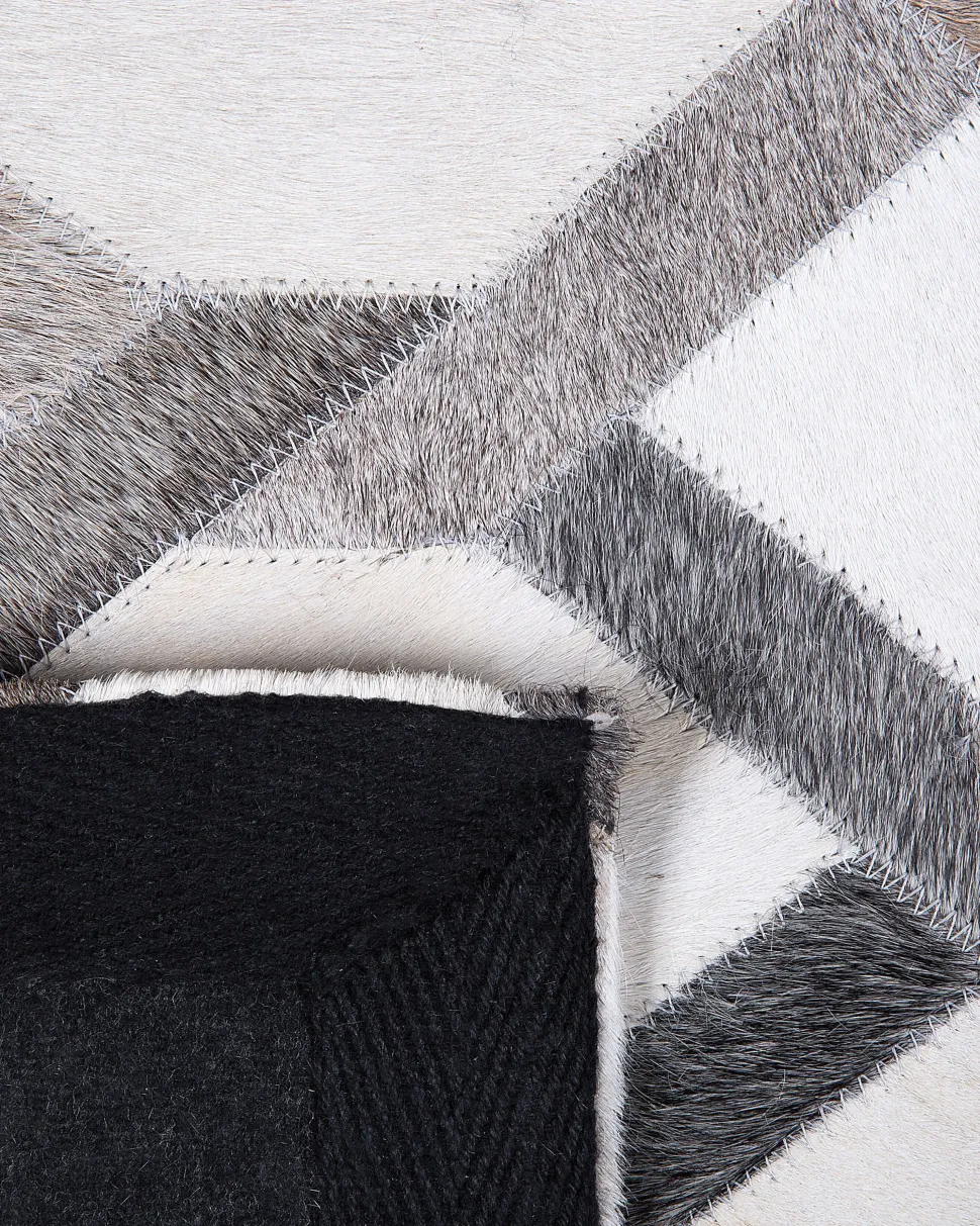 Teppich Kuhfell Grau 160 X 230 Cm Patchwork Aydin