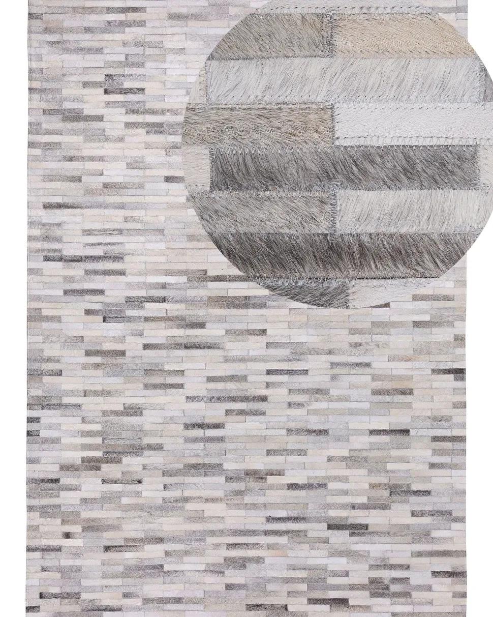 Teppich Kuhfell Grau 160 X 230 Cm Patchwork Ahilli