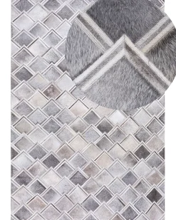 Teppich Kuhfell Grau 160 X 230 Cm Geometrisches Muster Agacli