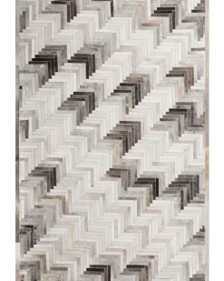 Teppich Kuhfell Grau-Beige 160 X 230 Cm Patchwork Kurzflor Arsuz