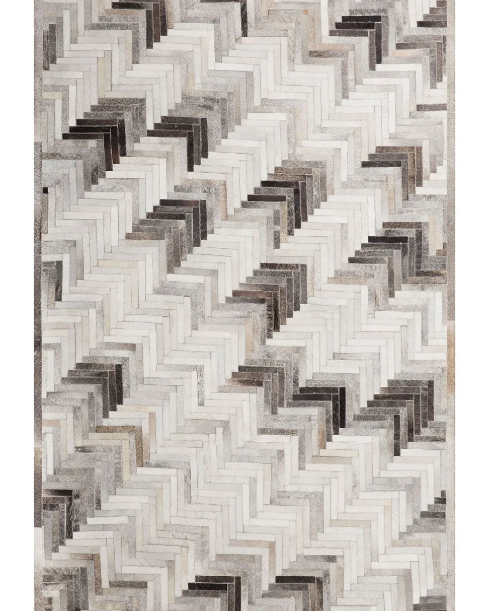 Teppich Kuhfell Grau-Beige 160 X 230 Cm Patchwork Kurzflor Arsuz