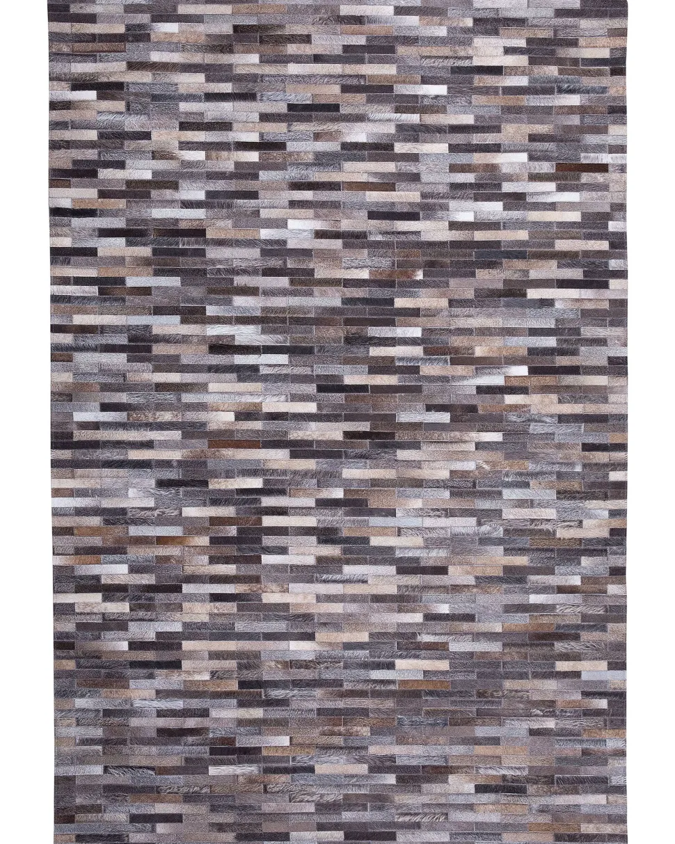 Teppich Kuhfell Grau-Braun 140 X 200 Cm Patchwork Ahilli