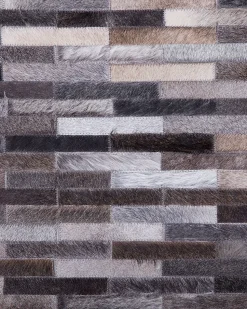 Teppich Kuhfell Grau-Braun 140 X 200 Cm Patchwork Ahilli