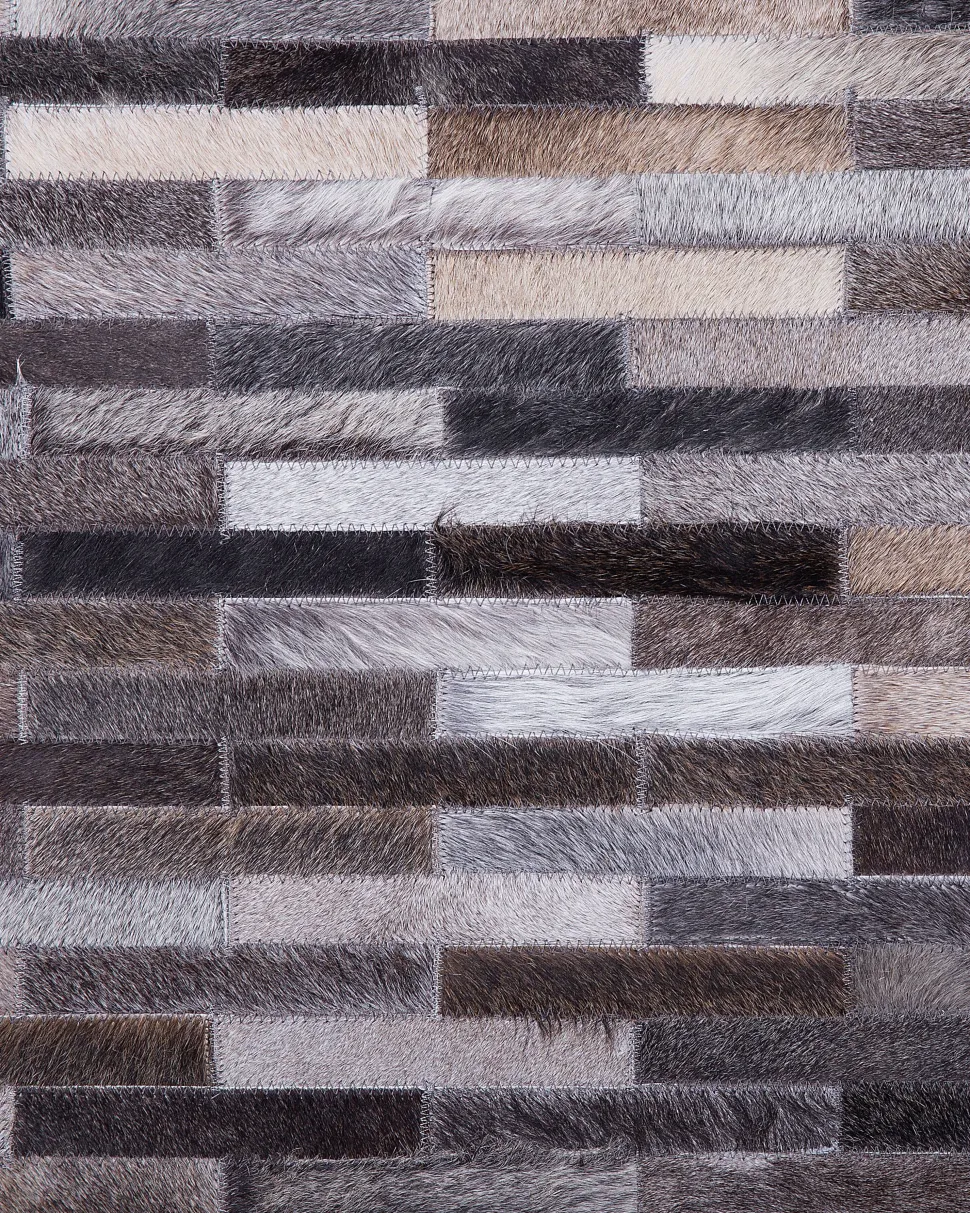 Teppich Kuhfell Grau-Braun 140 X 200 Cm Patchwork Ahilli