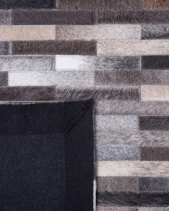 Teppich Kuhfell Grau-Braun 140 X 200 Cm Patchwork Ahilli