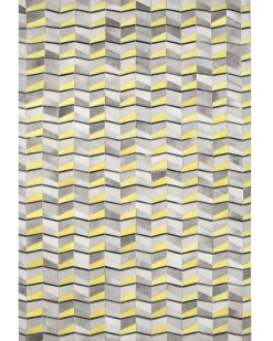 Teppich Kuhfell Grau-Gelb 160 X 230 Cm Patchwork Kurzflor Beloren