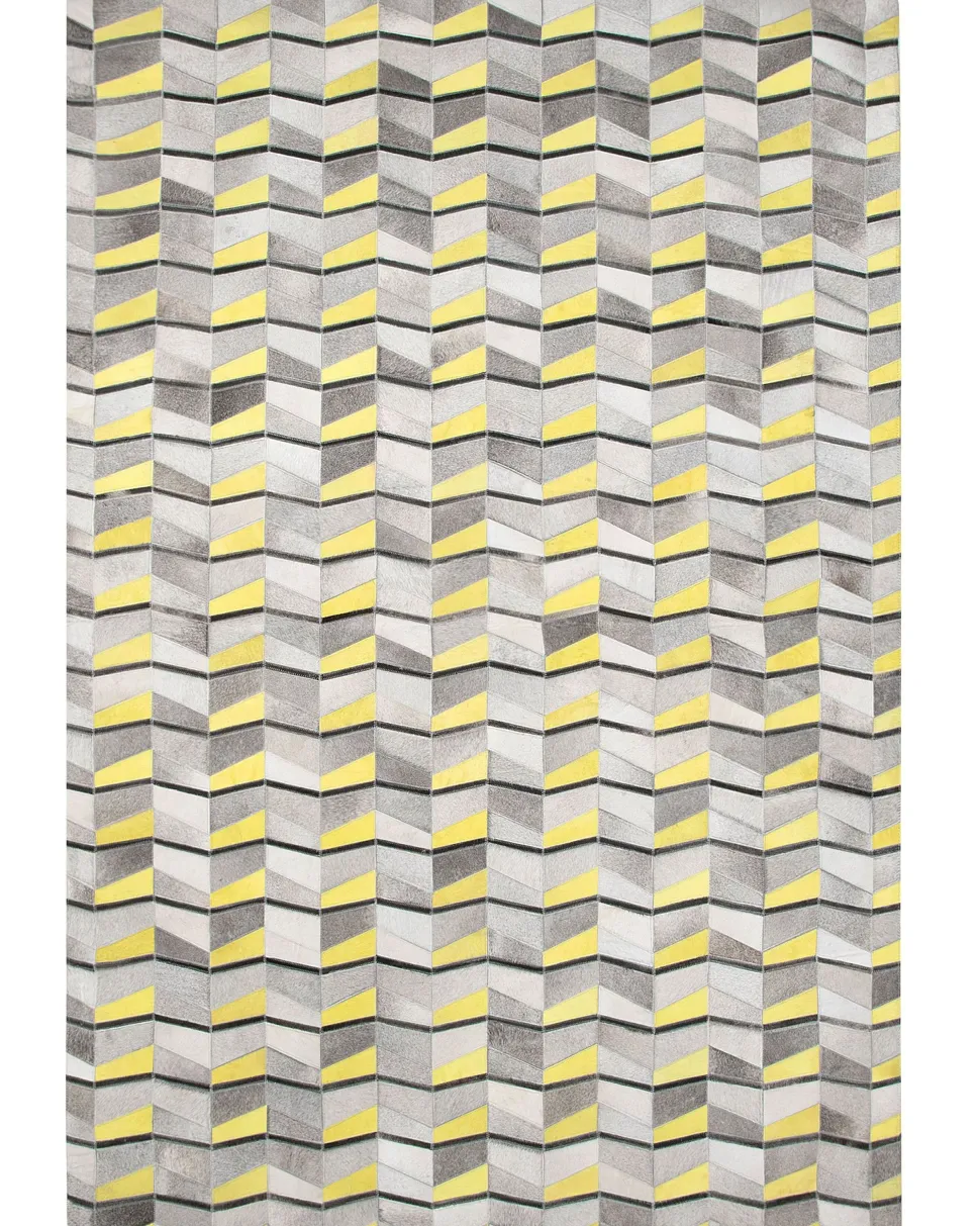 Teppich Kuhfell Grau-Gelb 160 X 230 Cm Patchwork Kurzflor Beloren