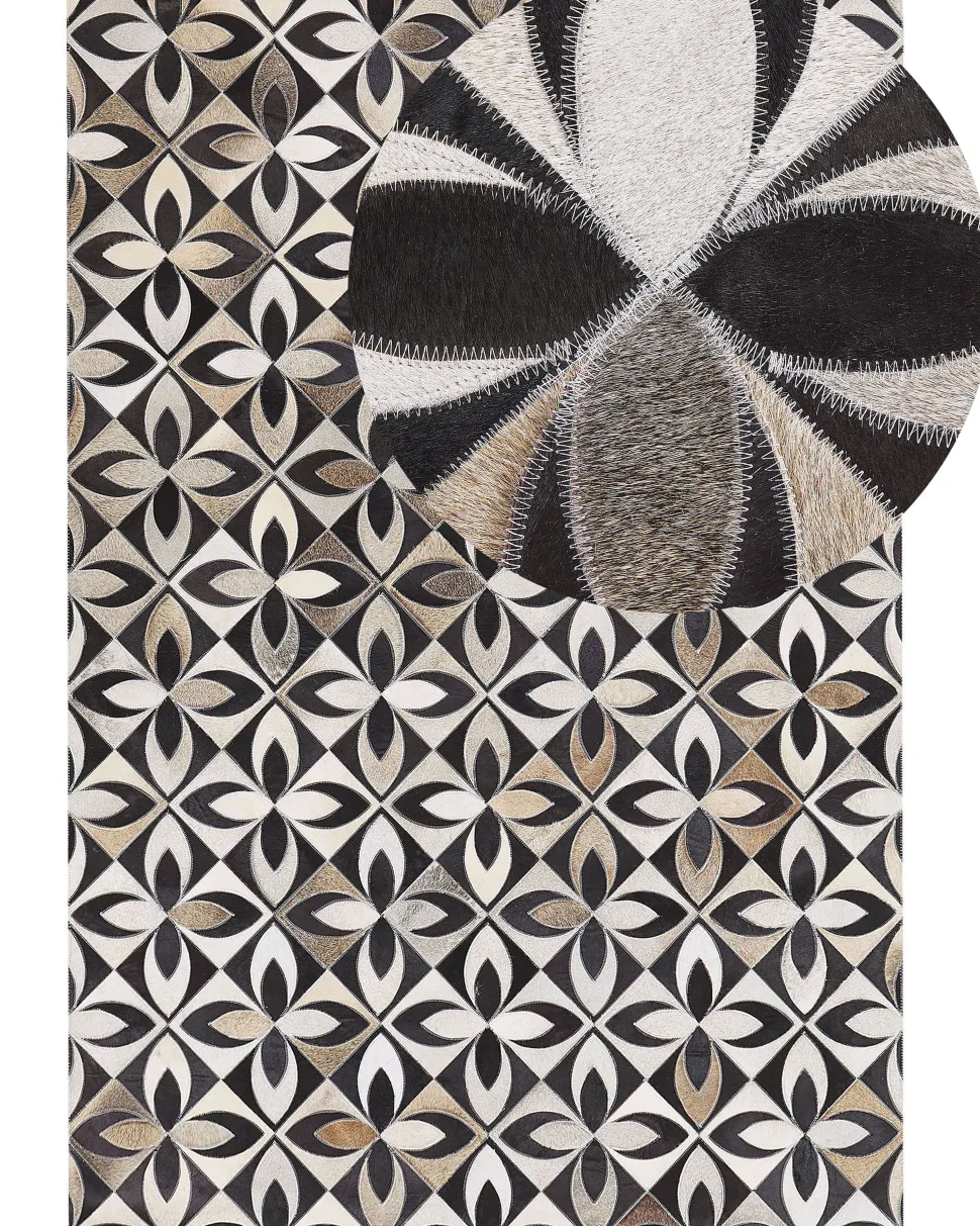 Teppich Kuhfell Mehrfarbig 160 X 230 Cm Patchwork Kurzflor Ishan