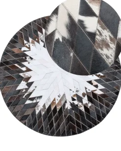 Teppich Kuhfell Schwarz / Weis 140 Cm Patchwork Kurzflor Keles