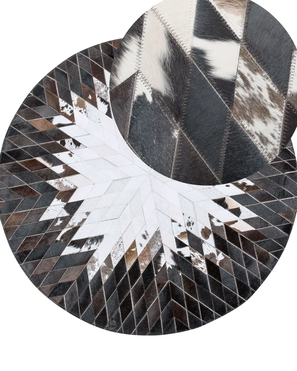 Teppich Kuhfell Schwarz / Weis 140 Cm Patchwork Kurzflor Keles