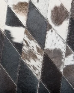 Teppich Kuhfell Schwarz / Weis 140 Cm Patchwork Kurzflor Keles