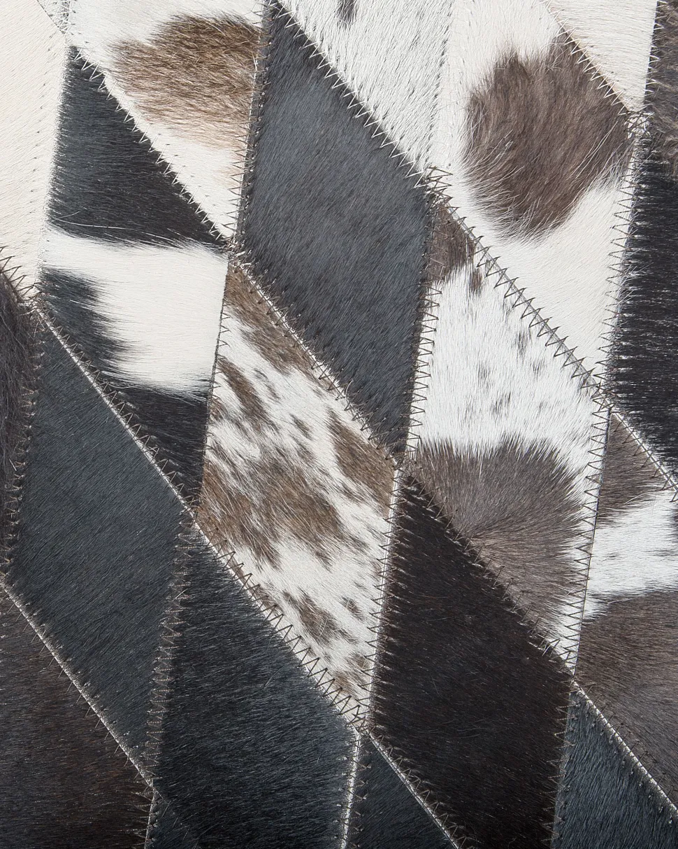 Teppich Kuhfell Schwarz / Weis 140 Cm Patchwork Kurzflor Keles