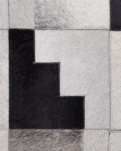 Teppich Kuhfell Schwarz-Grau 160 X 230 Cm Patchwork Kurzflor Efirli