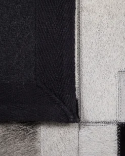 Teppich Kuhfell Schwarz-Grau 160 X 230 Cm Patchwork Kurzflor Efirli