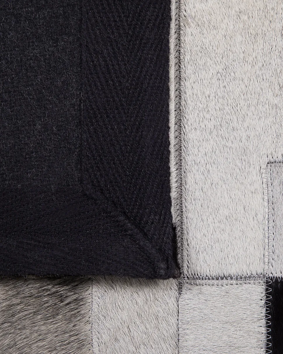 Teppich Kuhfell Schwarz-Grau 160 X 230 Cm Patchwork Kurzflor Efirli