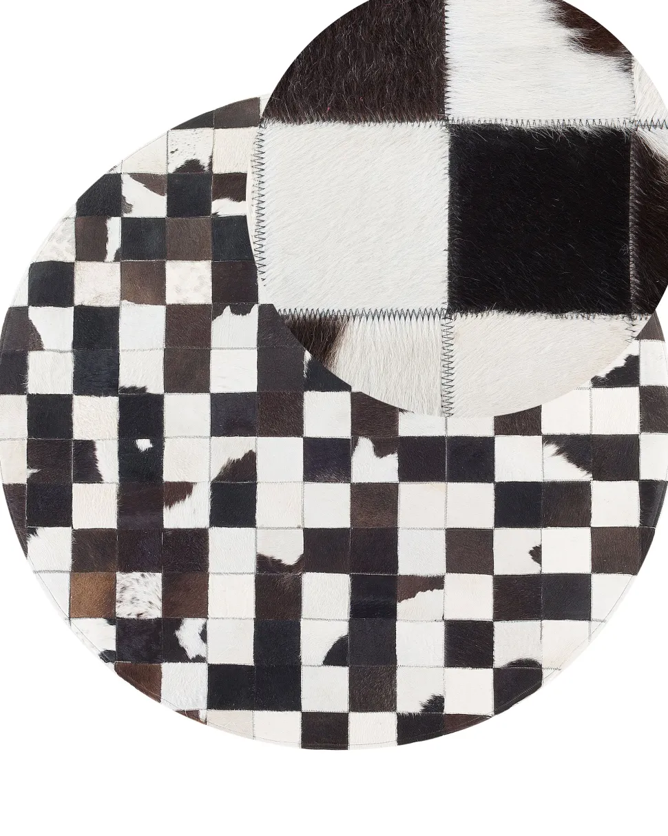 Teppich Kuhfell Schwarz-Weis 140 Cm Patchwork Bergama