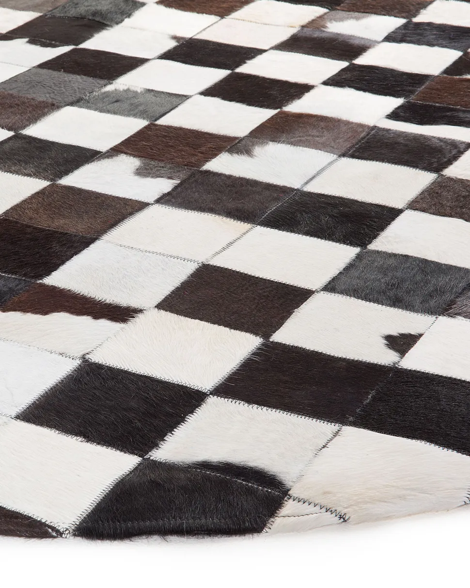 Teppich Kuhfell Schwarz-Weis 140 Cm Patchwork Bergama