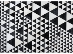 Teppich Kuhfell Schwarz-Weis 160 X 230 Cm Geometrisches Muster Odemis