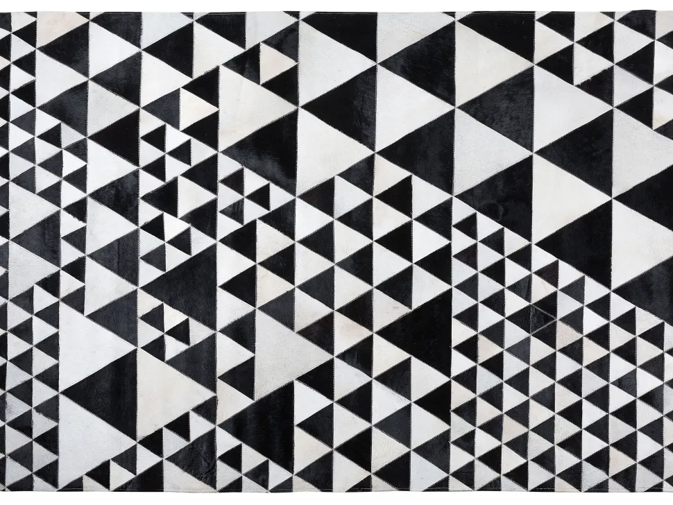 Teppich Kuhfell Schwarz-Weis 160 X 230 Cm Geometrisches Muster Odemis