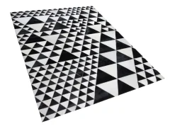 Teppich Kuhfell Schwarz-Weis 160 X 230 Cm Geometrisches Muster Odemis