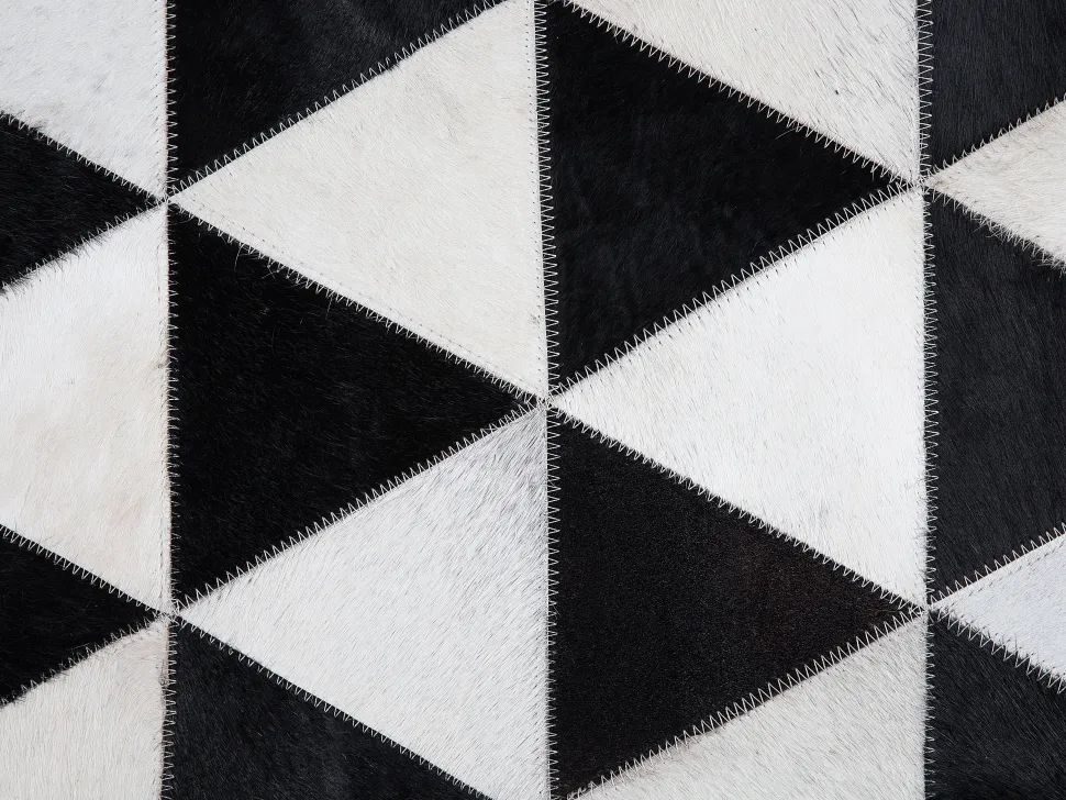Teppich Kuhfell Schwarz-Weis 160 X 230 Cm Geometrisches Muster Odemis