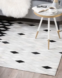 Teppich Kuhfell Weis / Schwarz 160 X 230 Cm Patchwork Kurzflor Maldan