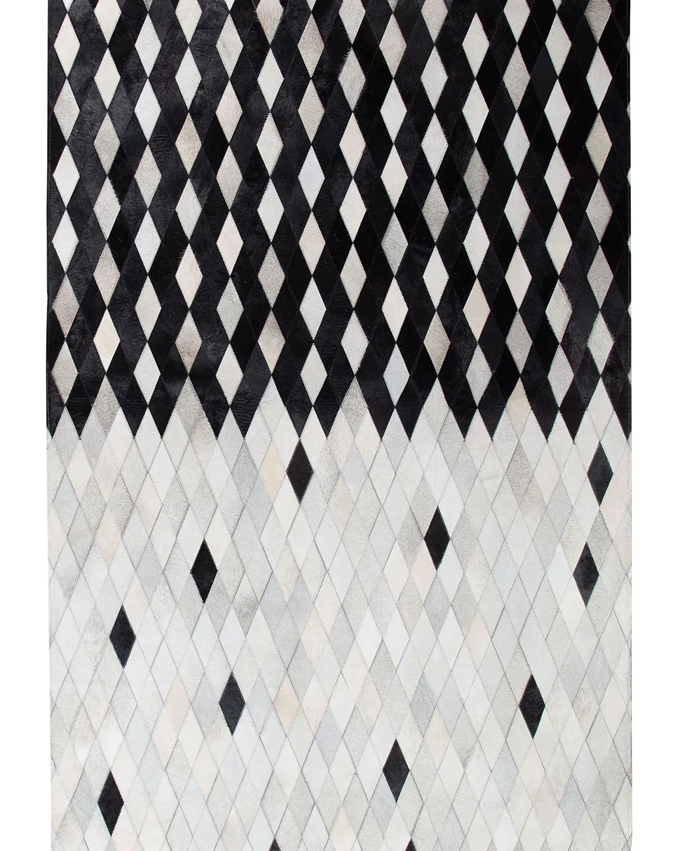 Teppich Kuhfell Weis / Schwarz 160 X 230 Cm Patchwork Kurzflor Maldan