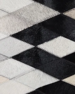 Teppich Kuhfell Weis / Schwarz 160 X 230 Cm Patchwork Kurzflor Maldan