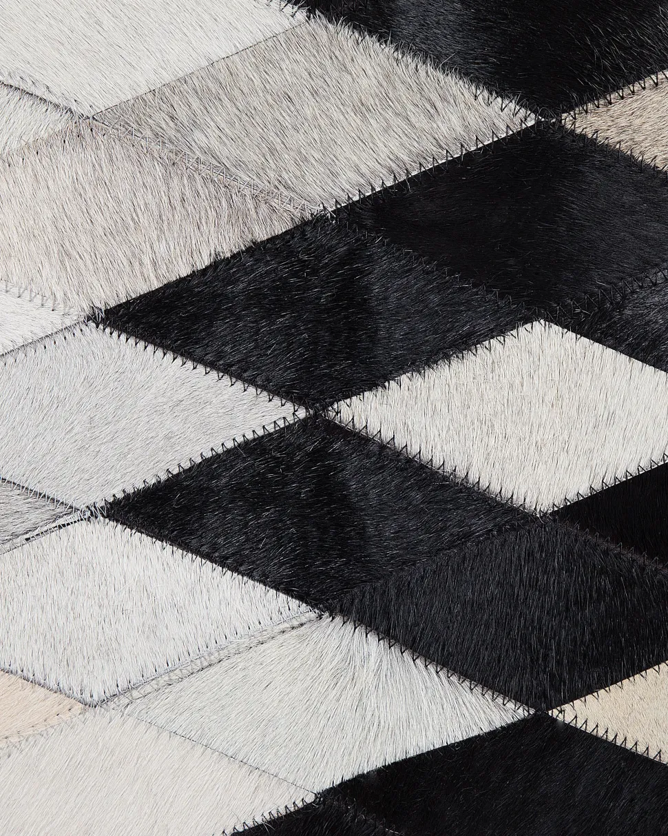 Teppich Kuhfell Weis / Schwarz 160 X 230 Cm Patchwork Kurzflor Maldan
