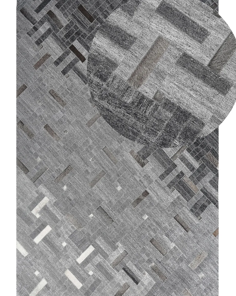 Teppich Leder Grau 140 X 200 Cm Kurzflor Dara