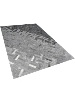 Teppich Leder Grau 140 X 200 Cm Kurzflor Dara