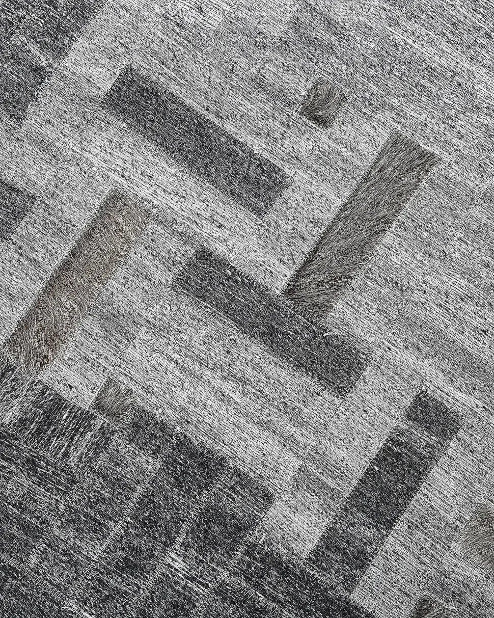 Teppich Leder Grau 140 X 200 Cm Kurzflor Dara