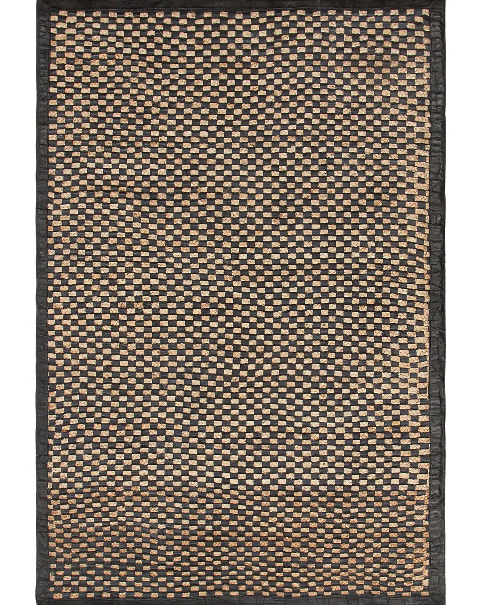 Teppich Leder Schwarz/Beige 140 X 200 Cm Gerce