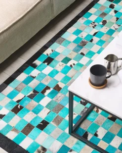Teppich Leder Turkis/Grau 160 X 230 Cm Nikfer