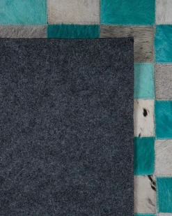 Teppich Leder Turkis/Grau 160 X 230 Cm Nikfer