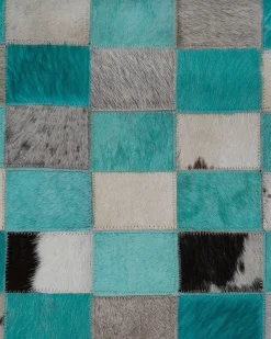Teppich Leder Turkis/Grau 160 X 230 Cm Nikfer