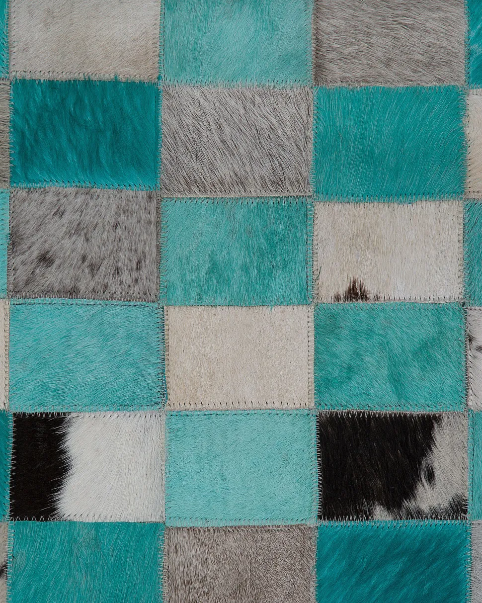 Teppich Leder Turkis/Grau 160 X 230 Cm Nikfer
