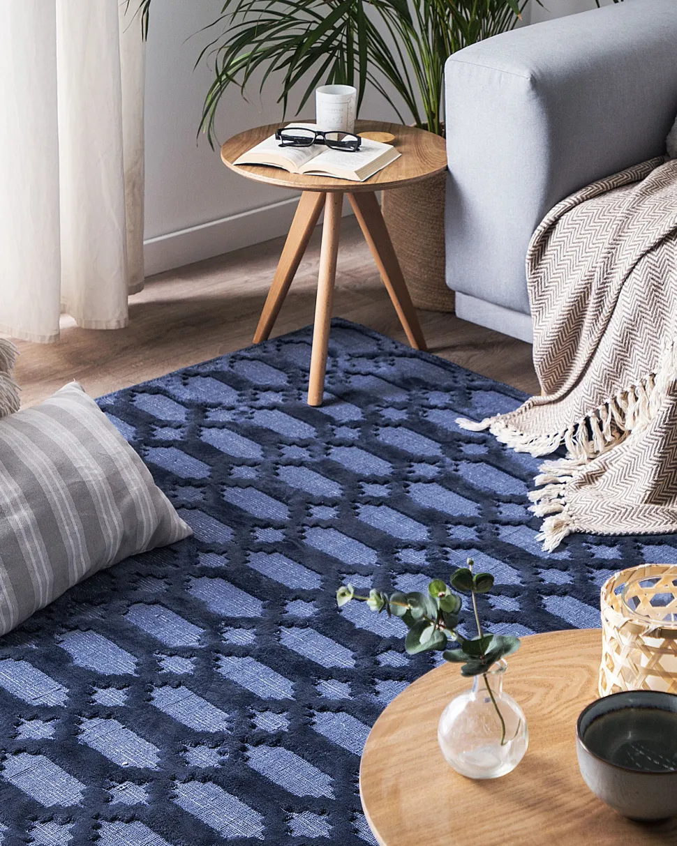 Teppich Marineblau 160 X 230 Cm Kurzflor Cizre